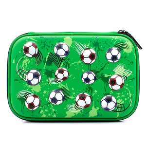 HARDTOP PENCIL CASE - FOOTBALL EMBOSSED GREEN