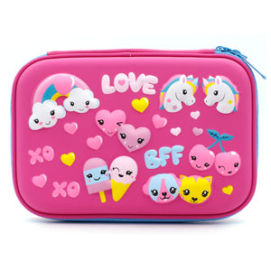 HARDTOP PENCIL CASE - LOVE UNICORNS EMBOSSED